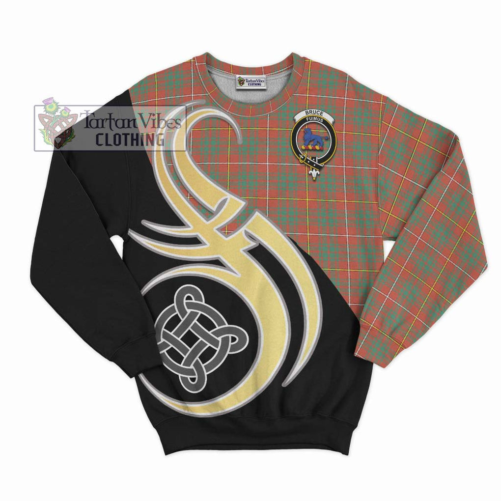 Bruce Ancient Tartan Sweatshirt with Family Crest and Celtic Symbol Style - Tartan Vibes Clothing