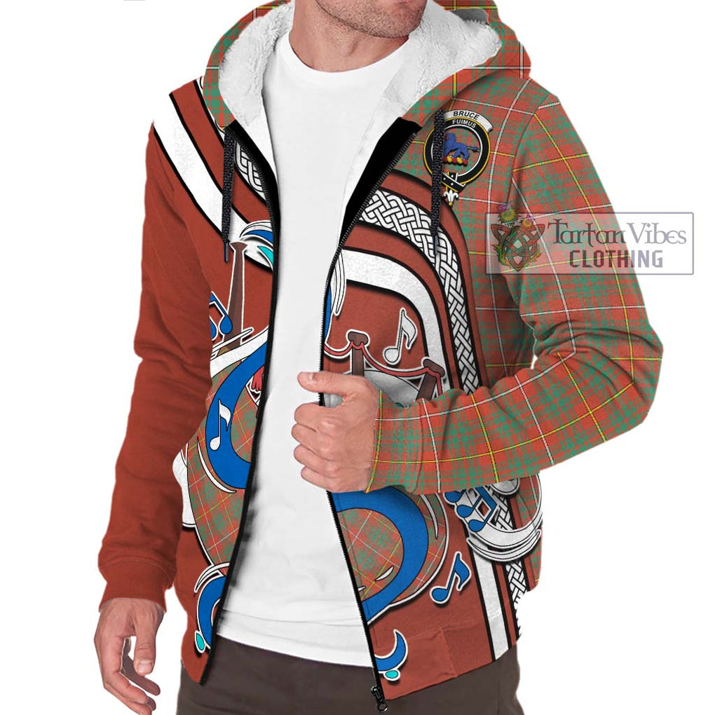 Bruce Ancient Tartan Sherpa Hoodie with Epic Bagpipe Style Unisex - Tartanvibesclothing Shop