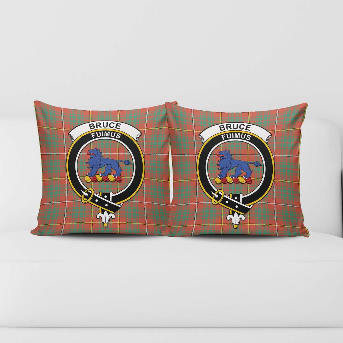 Bruce Ancient Tartan Pillow Cover with Family Crest - Tartanvibesclothing