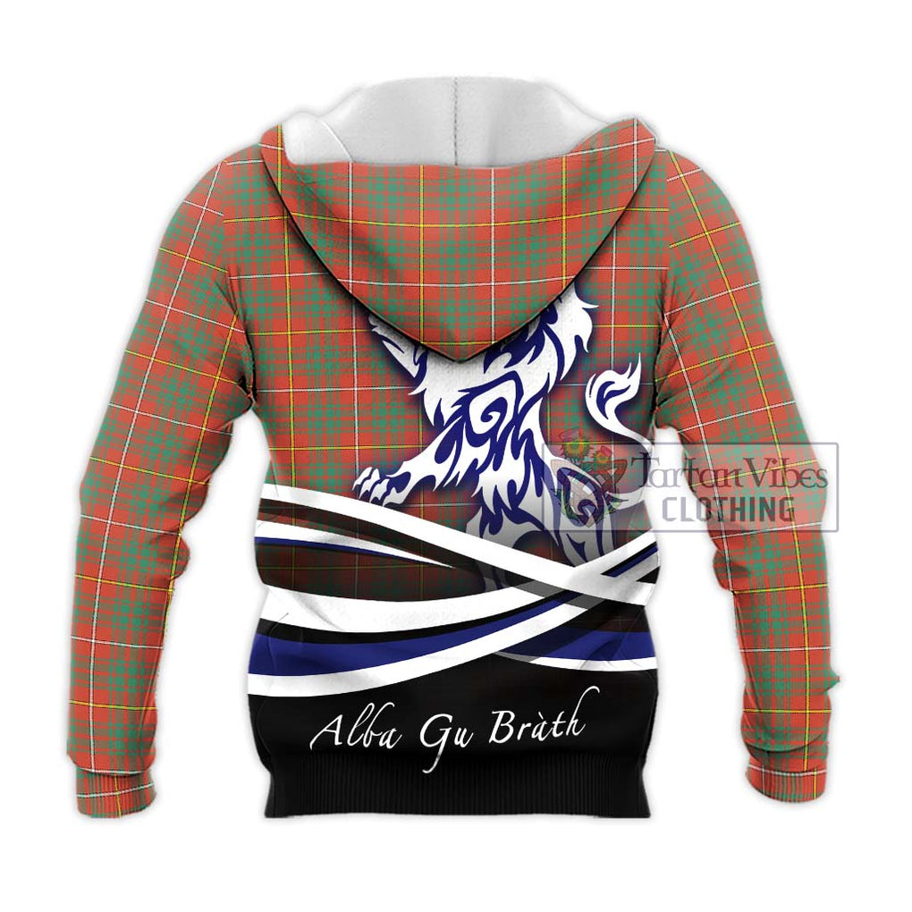 Bruce Ancient Tartan Knitted Hoodie with Alba Gu Brath Regal Lion Emblem - Tartanvibesclothing Shop