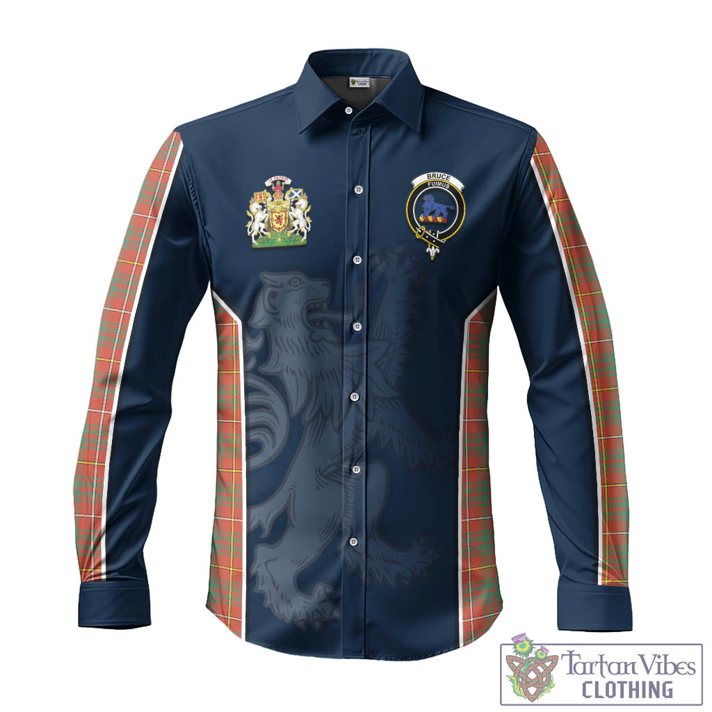 Tartan Vibes Clothing Bruce Ancient Tartan Long Sleeve Button Up Shirt with Family Crest and Lion Rampant Vibes Sport Style