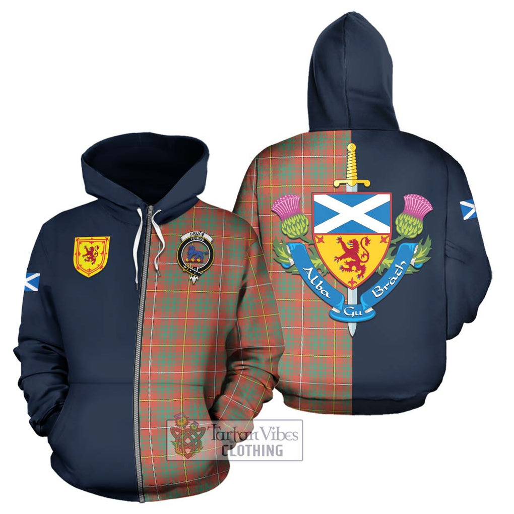 Tartan Vibes Clothing Bruce Ancient Tartan Hoodie with Scottish Lion Royal Arm Half Style