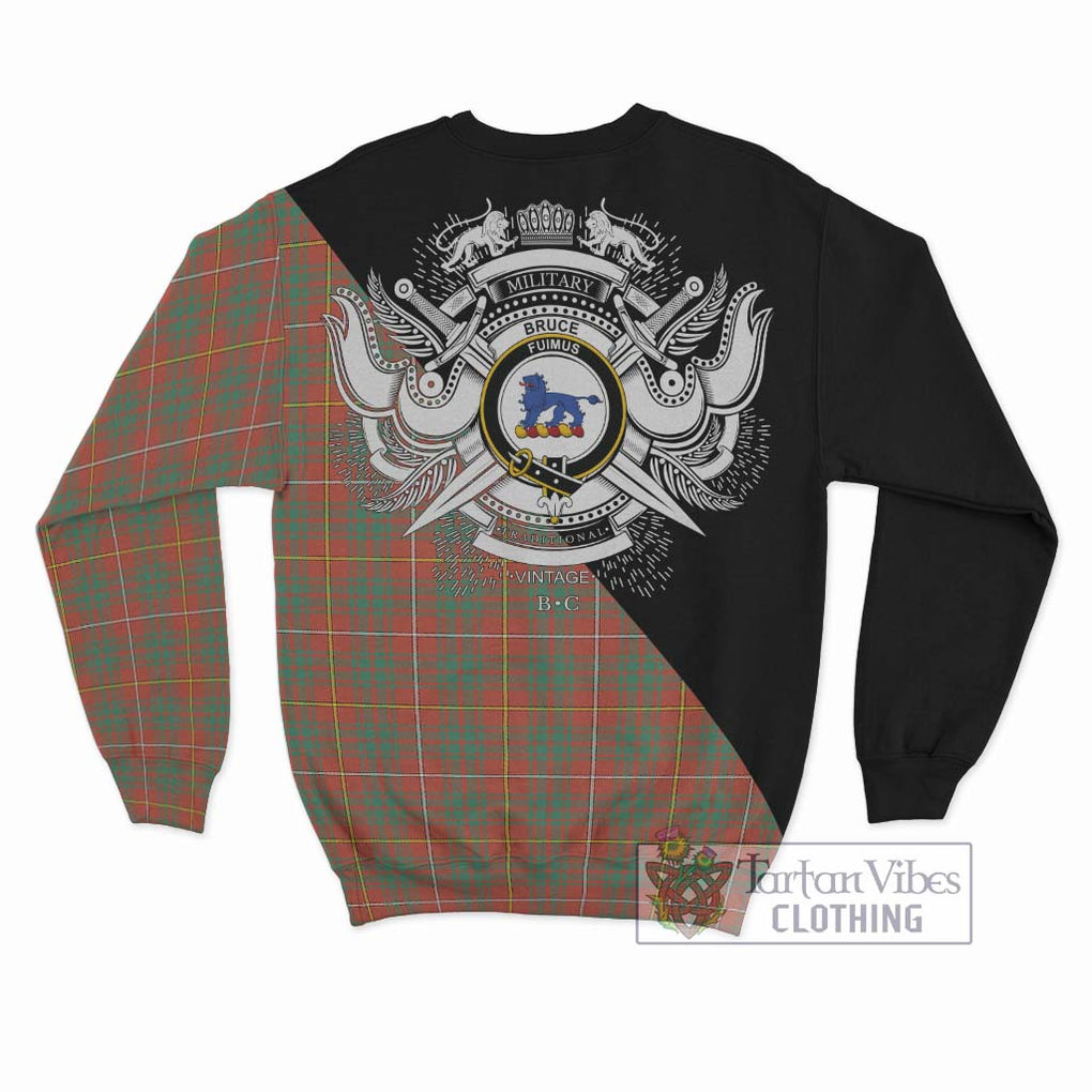 Bruce Ancient Tartan Sweatshirt with Family Crest and Military Logo Style - Tartanvibesclothing Shop