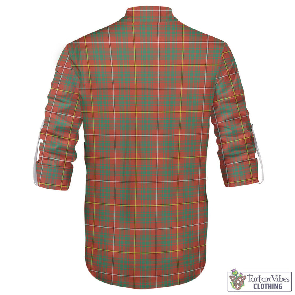 Tartan Vibes Clothing Bruce Ancient Tartan Men's Scottish Traditional Jacobite Ghillie Kilt Shirt with Family Crest