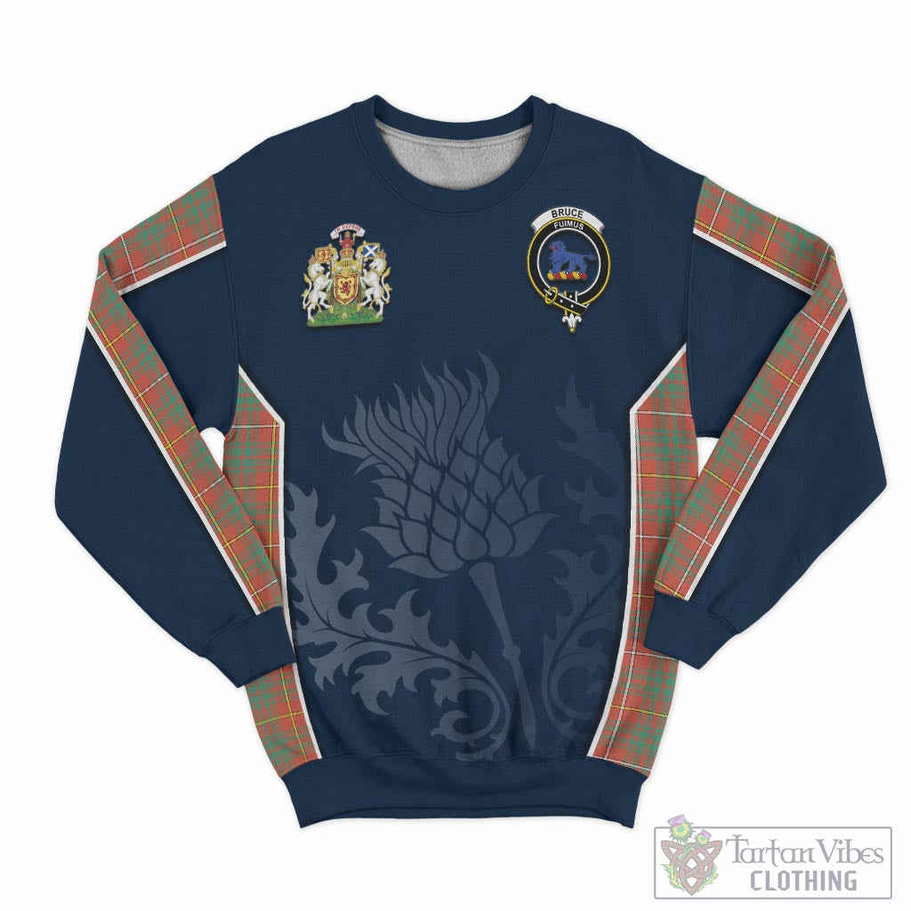 Tartan Vibes Clothing Bruce Ancient Tartan Sweatshirt with Family Crest and Scottish Thistle Vibes Sport Style