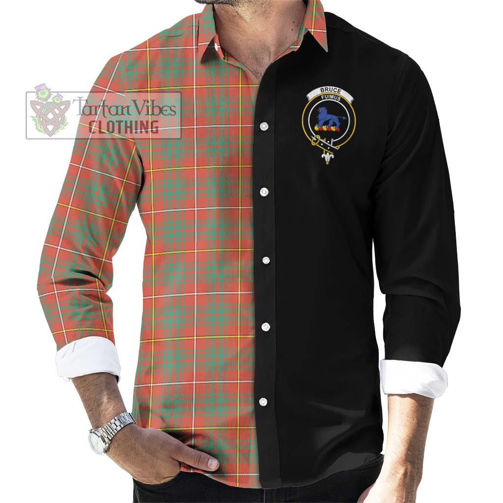 Bruce Ancient Tartan Long Sleeve Button Shirt with Family Crest and Half Of Me Style - Tartanvibesclothing Shop