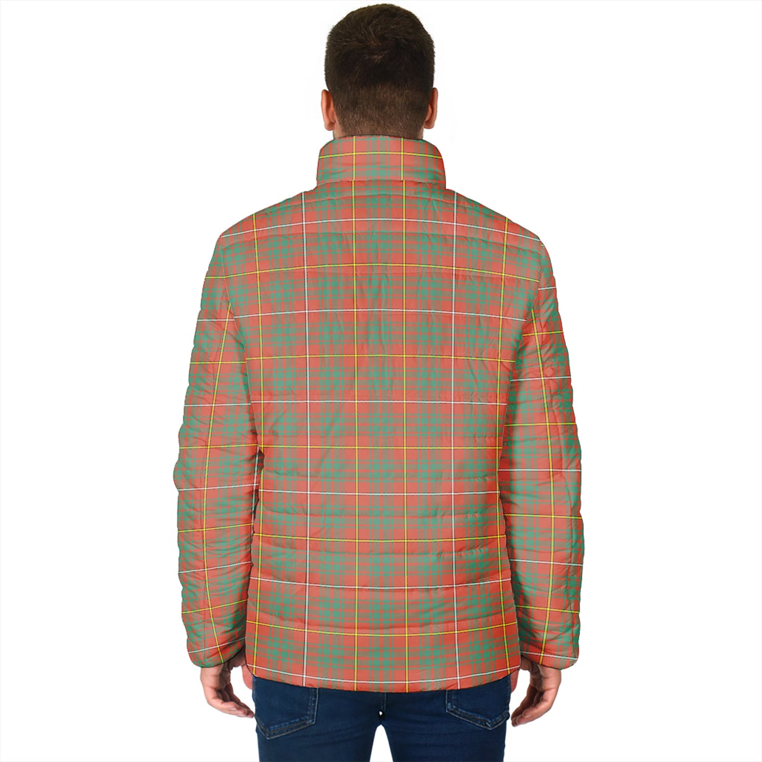 Bruce Ancient Tartan Padded Jacket with Family Crest - Tartan Vibes Clothing