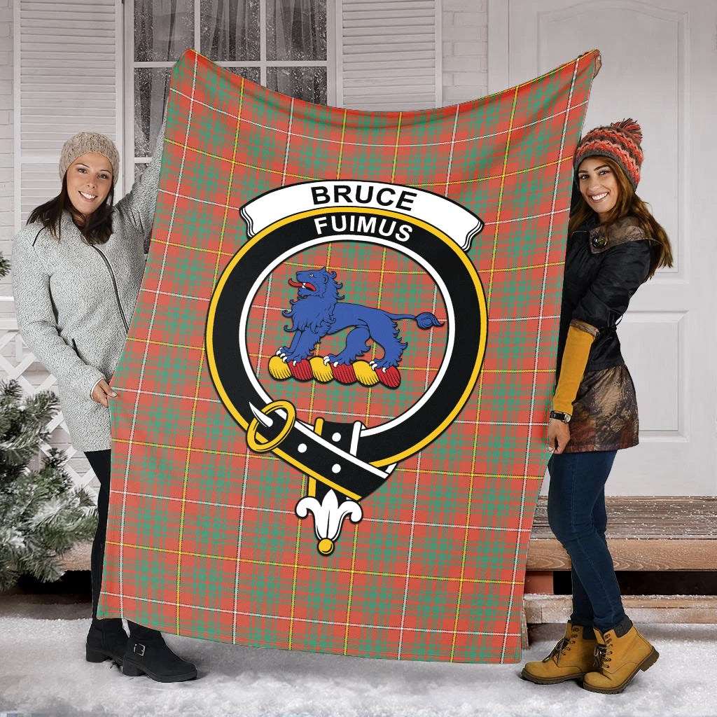 Bruce Ancient Tartan Blanket with Family Crest - Tartanvibesclothing