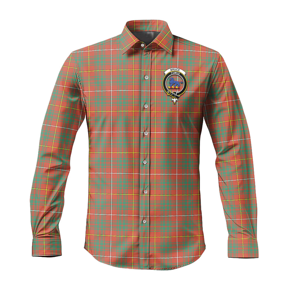 Bruce Ancient Tartan Long Sleeve Button Up Shirt with Family Crest - Tartanvibesclothing