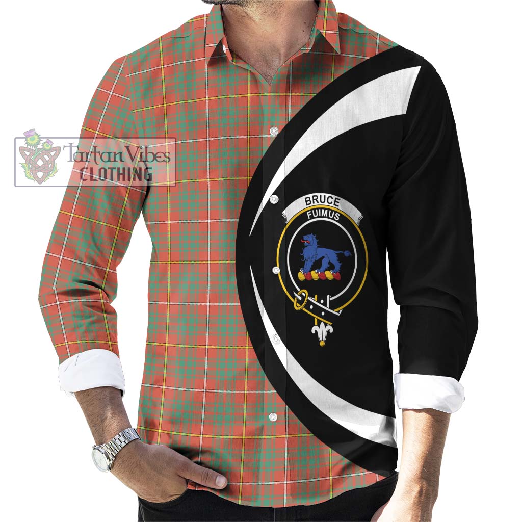 Bruce Ancient Tartan Long Sleeve Button Up with Family Crest Circle Style - Tartan Vibes Clothing