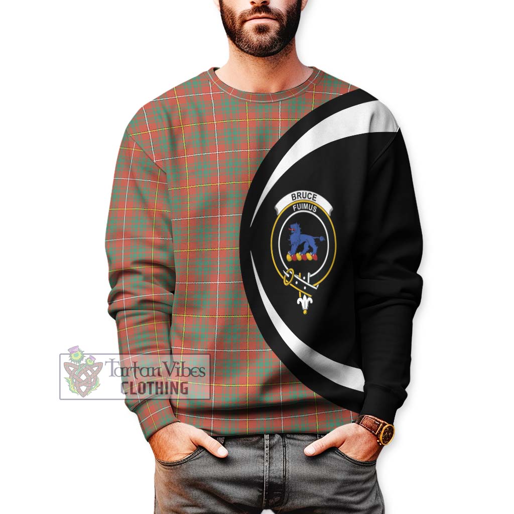 Bruce Ancient Tartan Sweatshirt with Family Crest Circle Style - Tartan Vibes Clothing