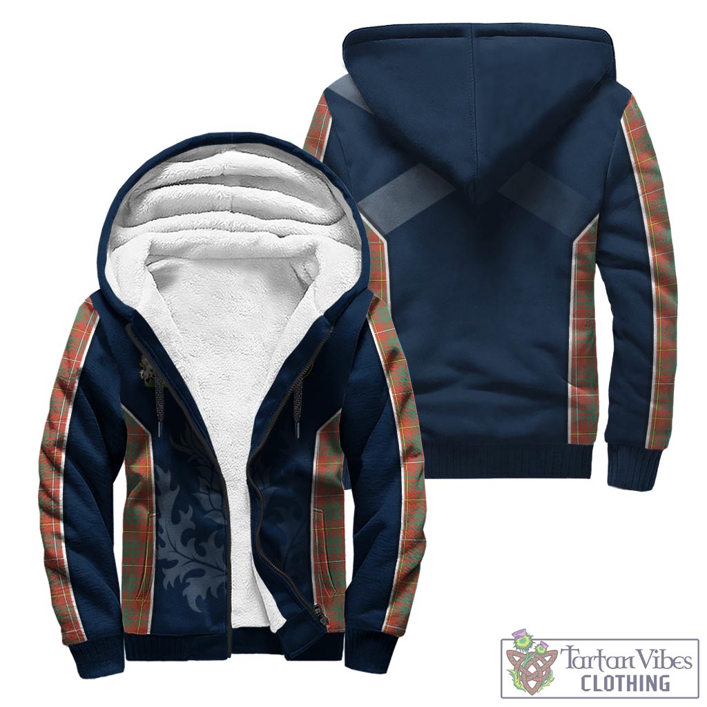 Tartan Vibes Clothing Bruce Ancient Tartan Sherpa Hoodie with Family Crest and Scottish Thistle Vibes Sport Style