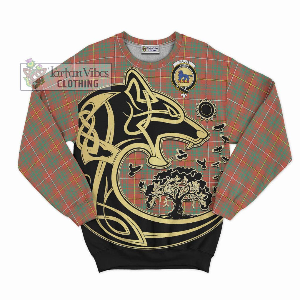 Bruce Ancient Tartan Sweatshirt with Family Crest Celtic Wolf Style - Tartan Vibes Clothing