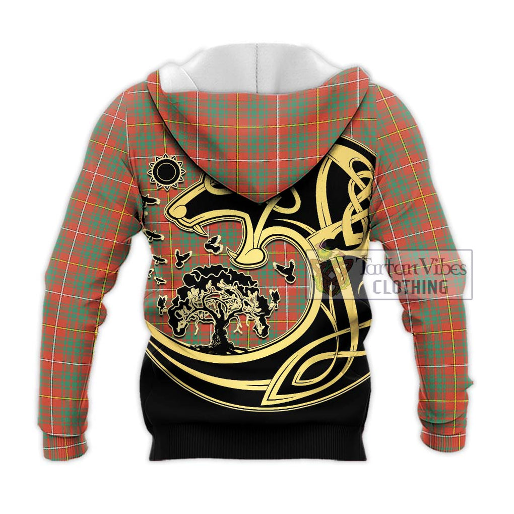 Bruce Ancient Tartan Knitted Hoodie with Family Crest Celtic Wolf Style - Tartan Vibes Clothing