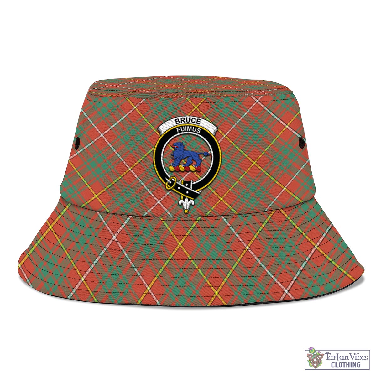 Tartan Vibes Clothing Bruce Ancient Tartan Bucket Hat with Family Crest