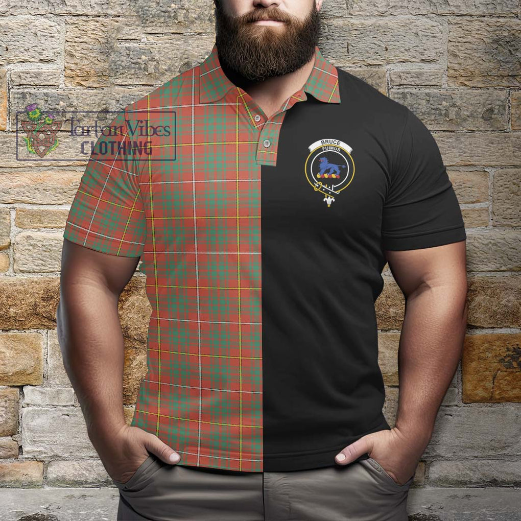 Bruce Ancient Tartan Polo Shirt with Family Crest and Half Of Me Style - Tartanvibesclothing Shop