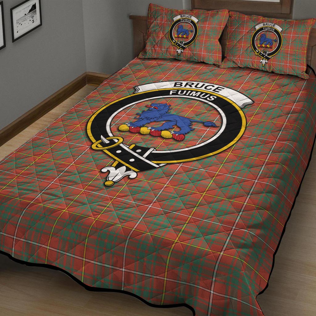 Bruce Ancient Tartan Quilt Bed Set with Family Crest - Tartan Vibes Clothing