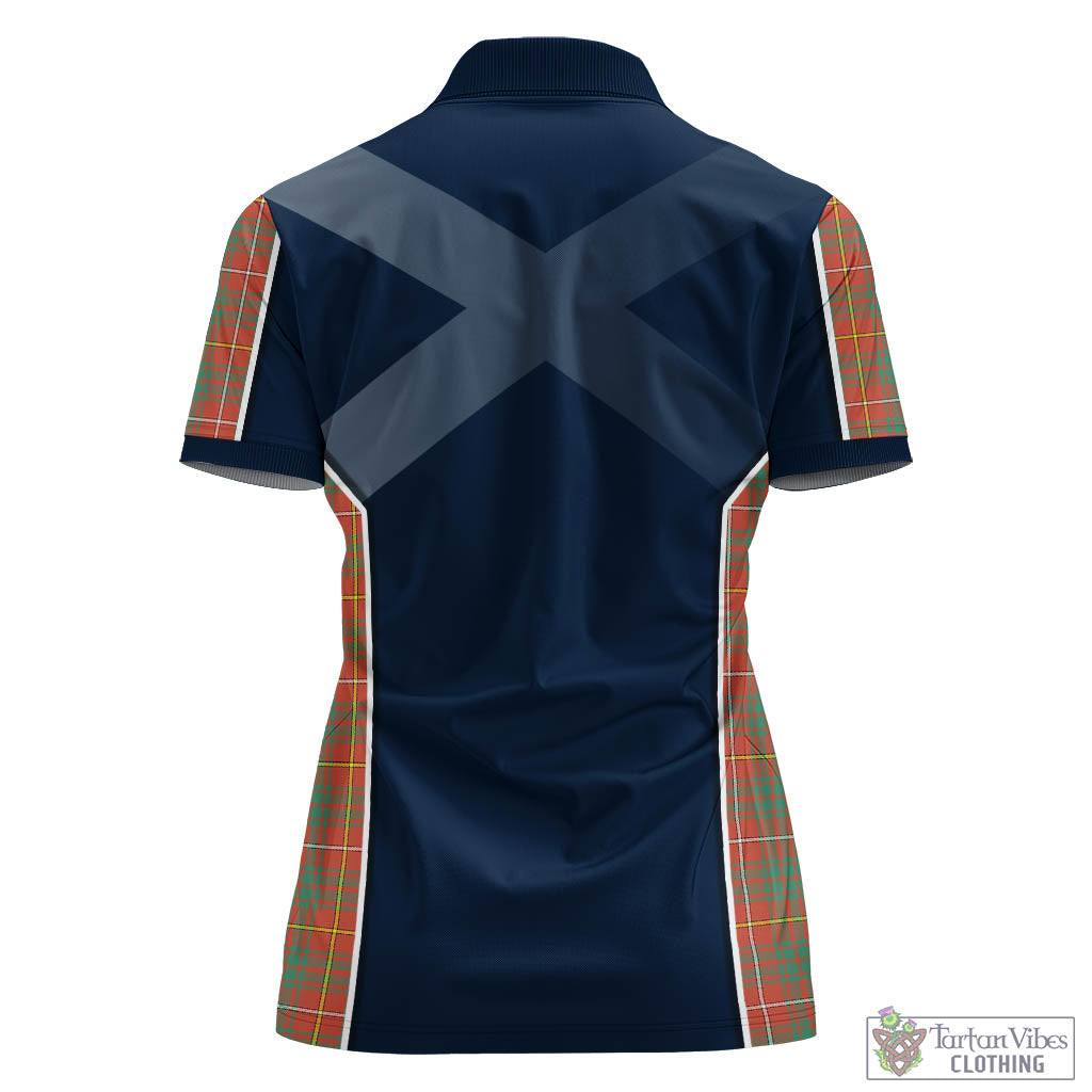 Tartan Vibes Clothing Bruce Ancient Tartan Women's Polo Shirt with Family Crest and Lion Rampant Vibes Sport Style