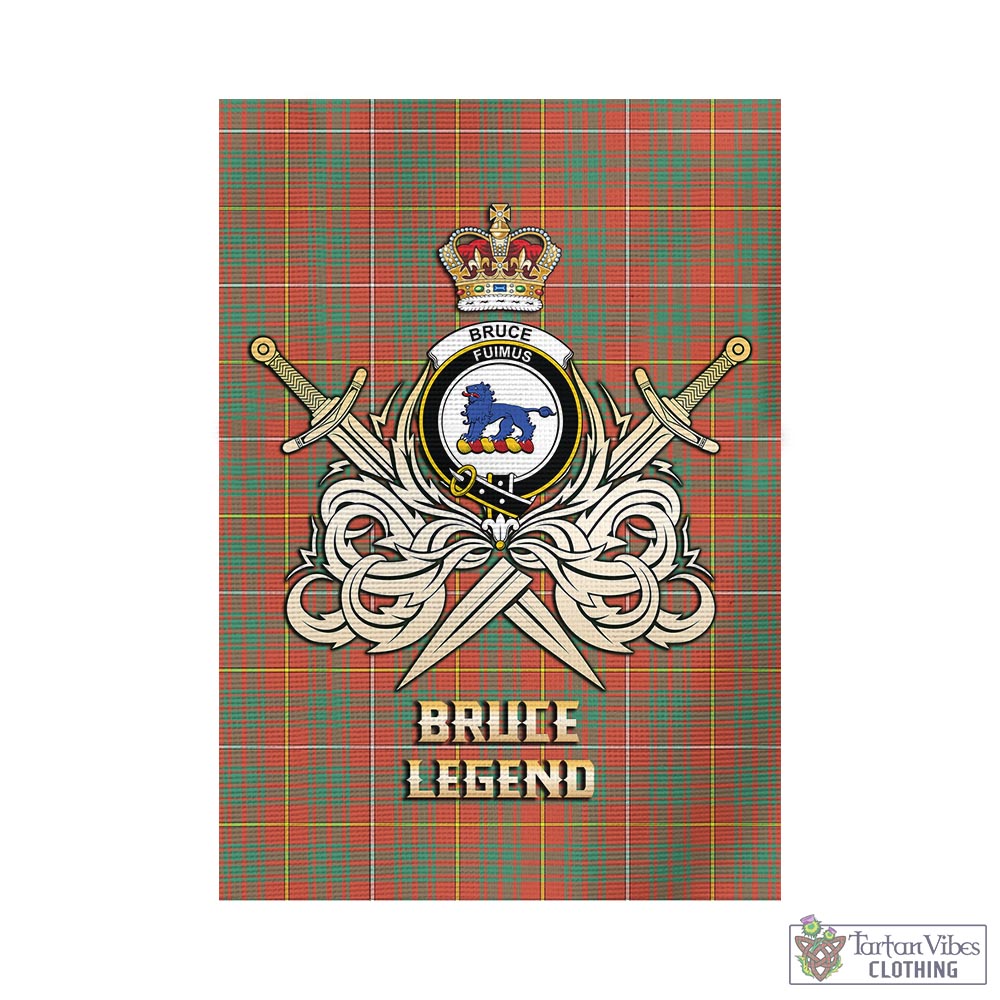 Tartan Vibes Clothing Bruce Ancient Tartan Flag with Clan Crest and the Golden Sword of Courageous Legacy