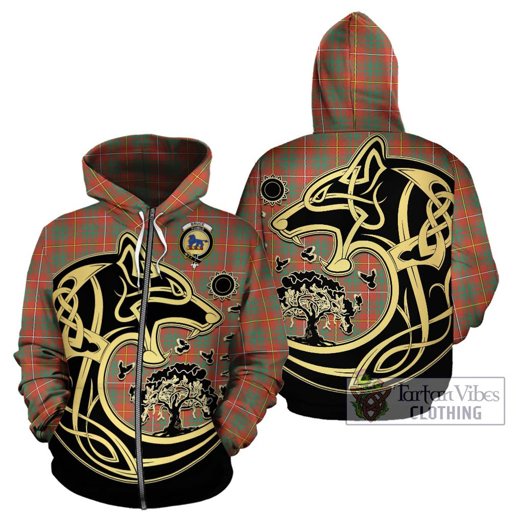 Bruce Ancient Tartan Hoodie with Family Crest Celtic Wolf Style - Tartan Vibes Clothing