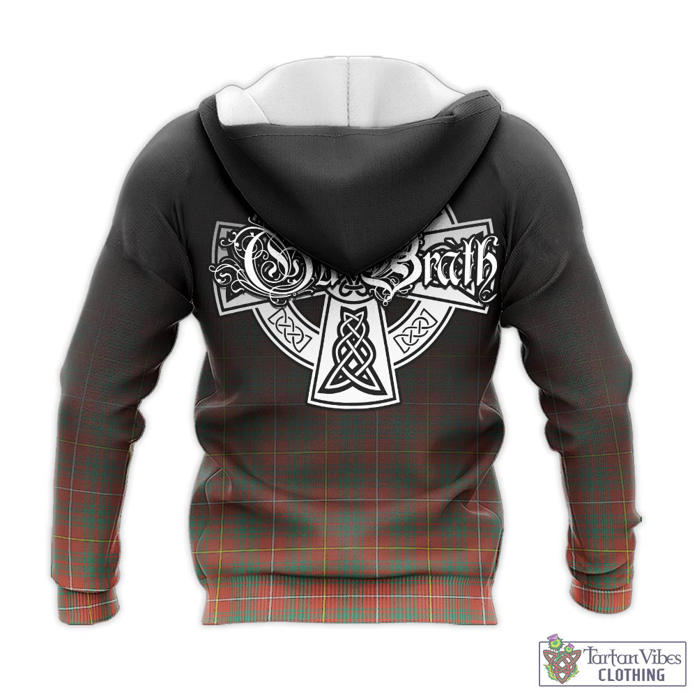 Tartan Vibes Clothing Bruce Ancient Tartan Knitted Hoodie Featuring Alba Gu Brath Family Crest Celtic Inspired