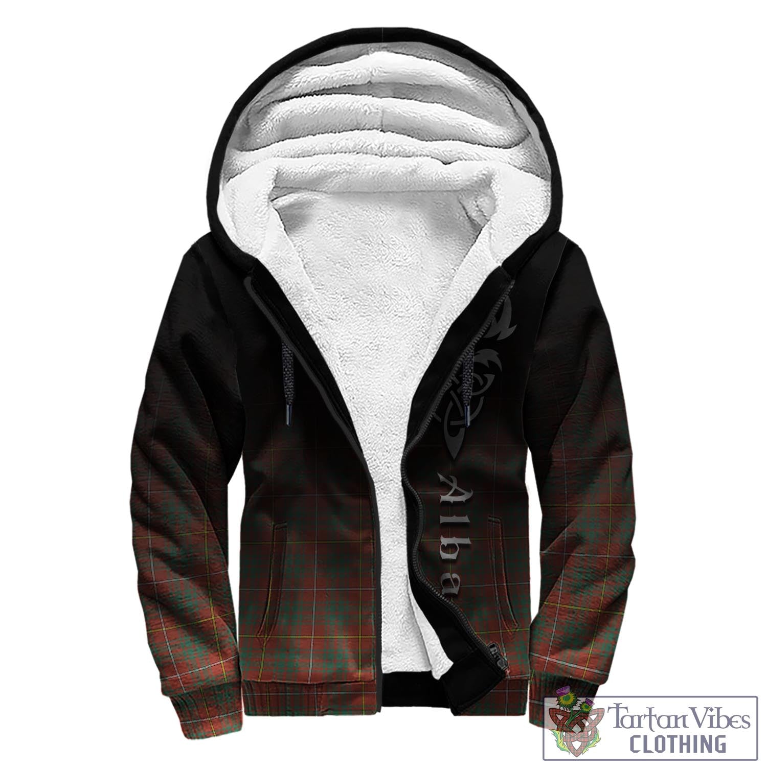 Tartan Vibes Clothing Bruce Ancient Tartan Sherpa Hoodie Featuring Alba Gu Brath Family Crest Celtic Inspired