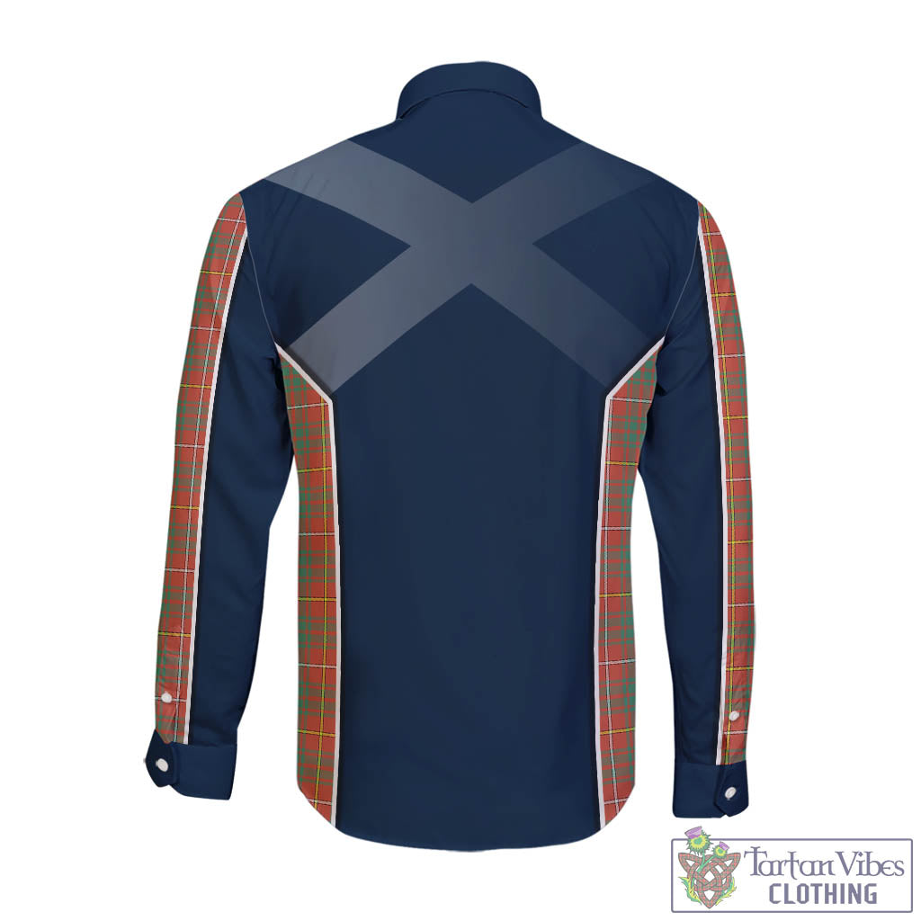 Tartan Vibes Clothing Bruce Ancient Tartan Long Sleeve Button Up Shirt with Family Crest and Lion Rampant Vibes Sport Style