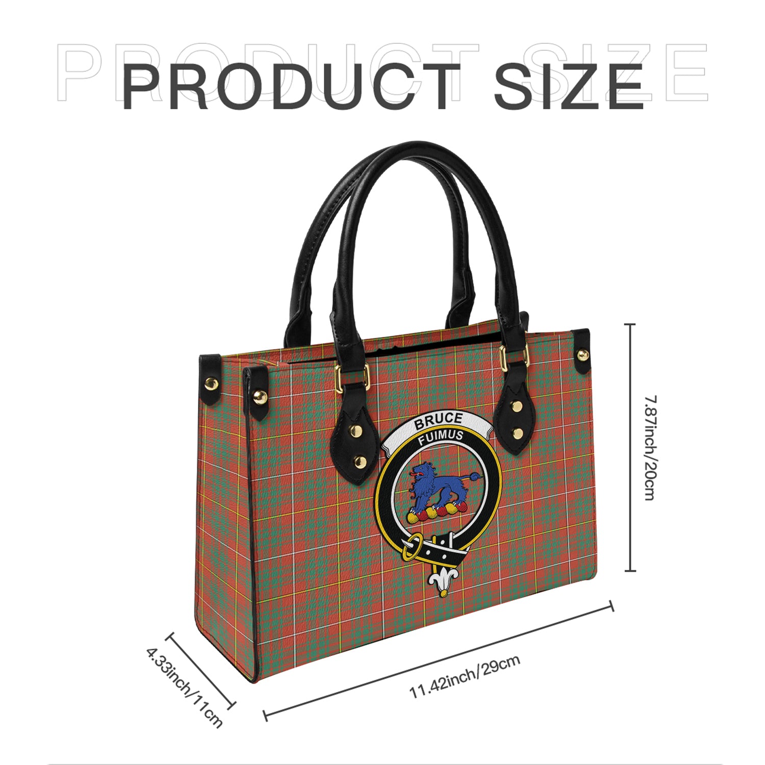 Bruce Ancient Tartan Leather Bag with Family Crest - Tartanvibesclothing