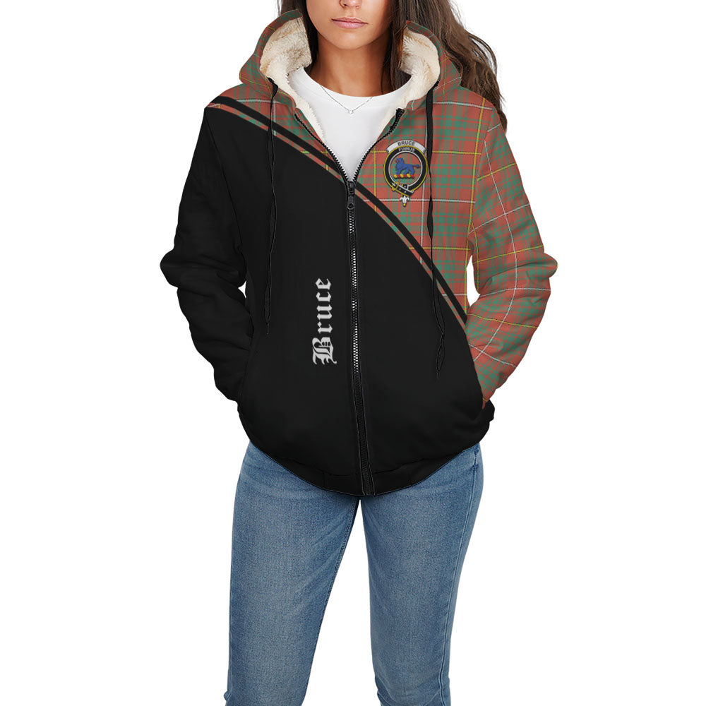 Bruce Ancient Tartan Sherpa Hoodie with Family Crest Curve Style - Tartanvibesclothing