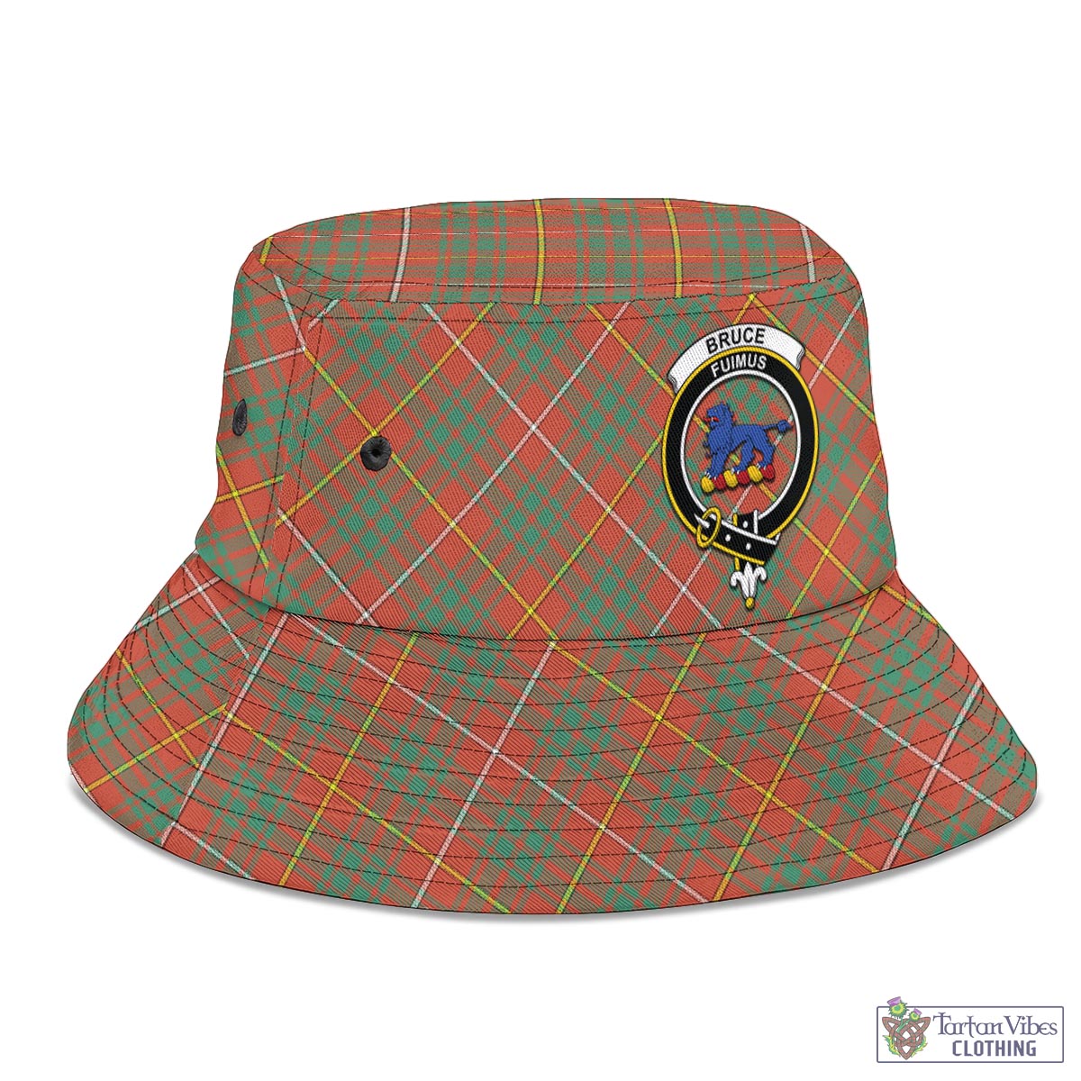 Tartan Vibes Clothing Bruce Ancient Tartan Bucket Hat with Family Crest