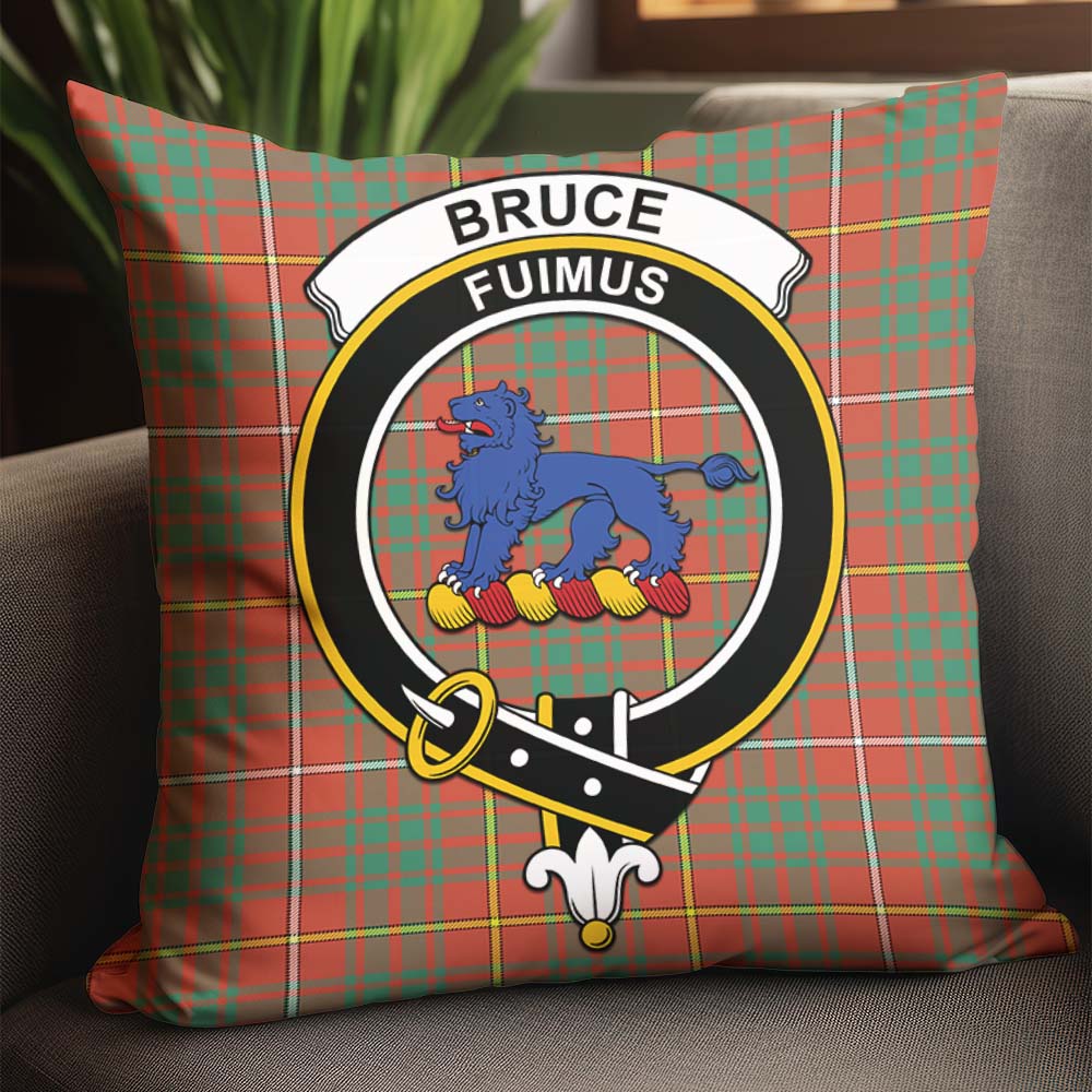 Bruce Ancient Tartan Pillow Cover with Family Crest - Tartanvibesclothing