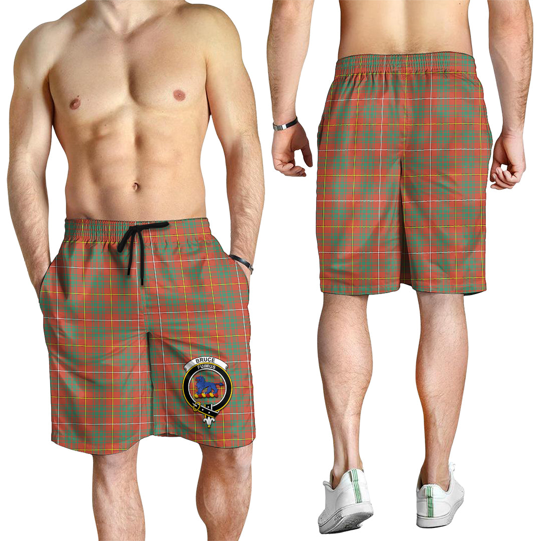 Bruce Ancient Tartan Mens Shorts with Family Crest - Tartanvibesclothing