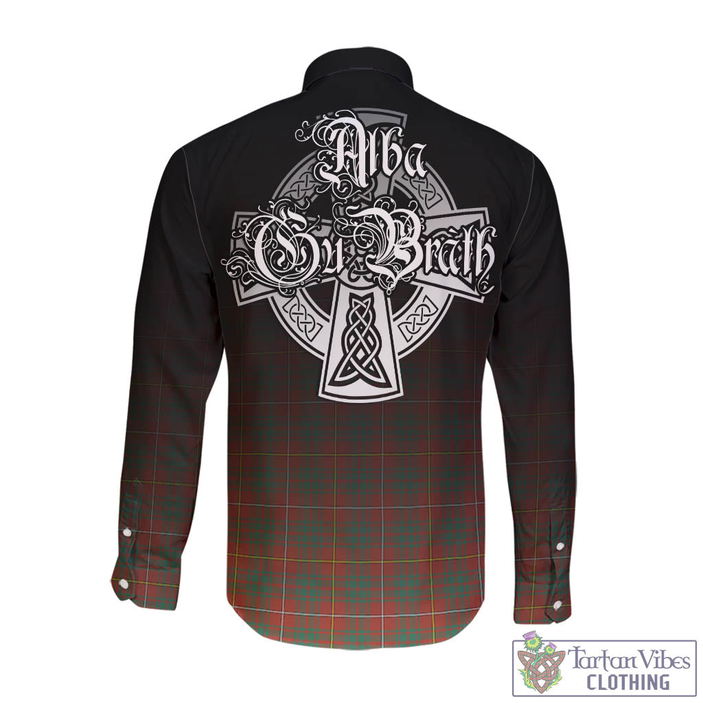 Tartan Vibes Clothing Bruce Ancient Tartan Long Sleeve Button Up Featuring Alba Gu Brath Family Crest Celtic Inspired