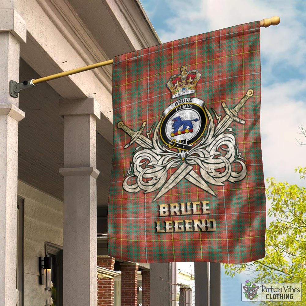 Tartan Vibes Clothing Bruce Ancient Tartan Flag with Clan Crest and the Golden Sword of Courageous Legacy