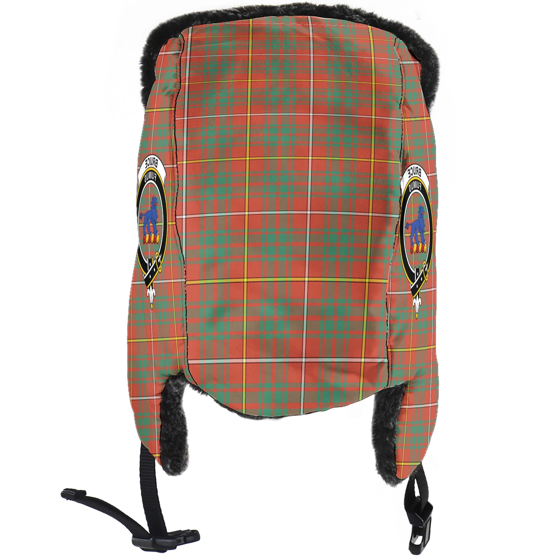 Bruce Ancient Tartan Winter Trapper Hat with Family Crest - Tartanvibesclothing