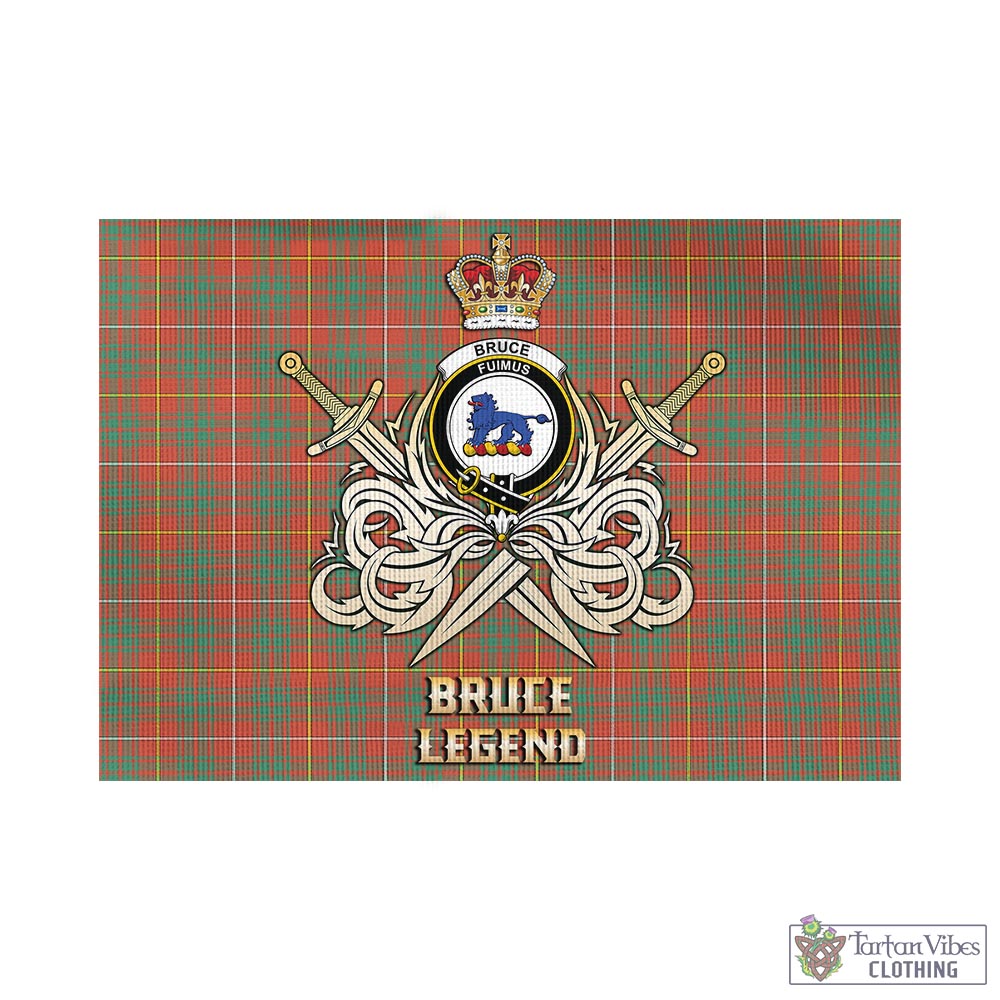 Tartan Vibes Clothing Bruce Ancient Tartan Flag with Clan Crest and the Golden Sword of Courageous Legacy