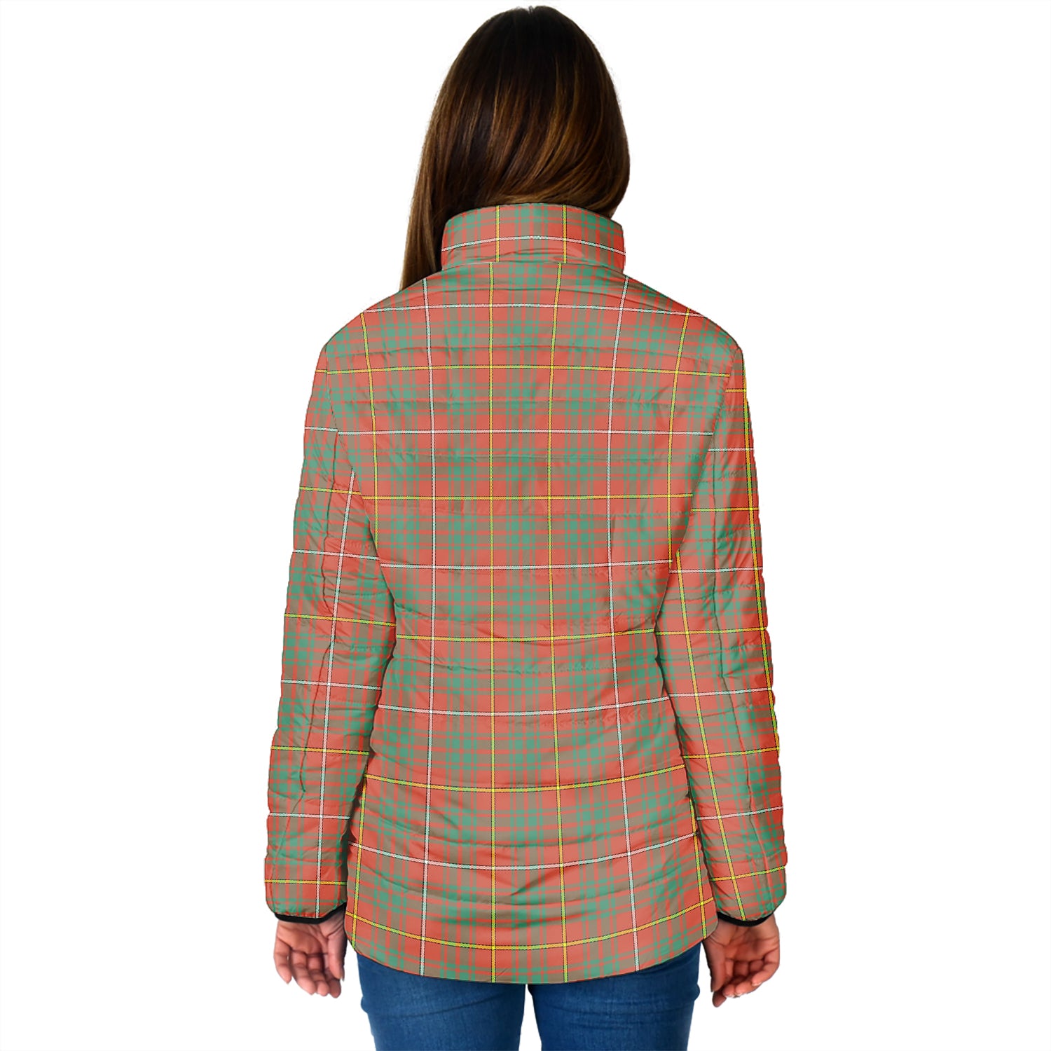 Bruce Ancient Tartan Padded Jacket with Family Crest - Tartan Vibes Clothing