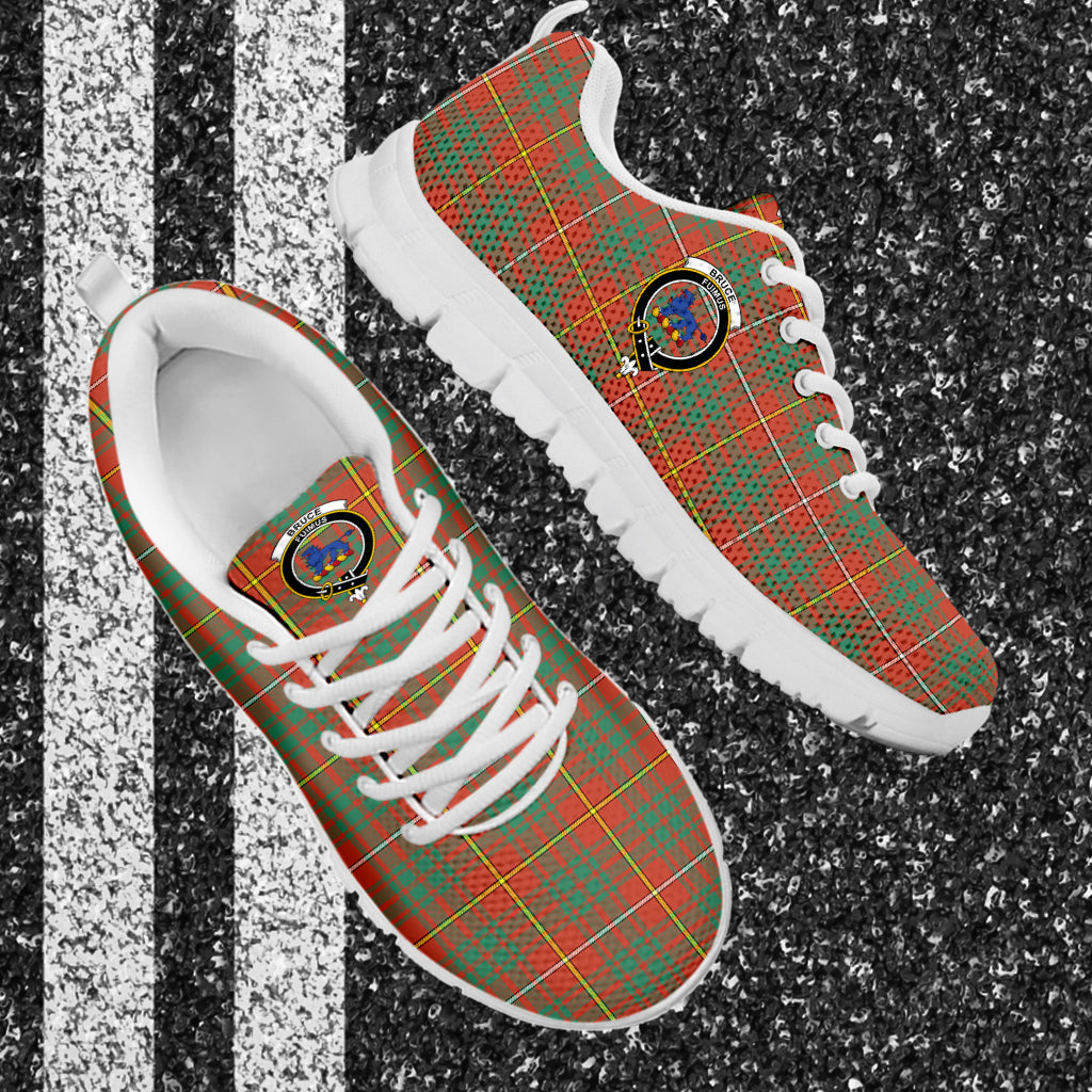 Bruce Ancient Tartan Sneakers with Family Crest - Tartan Vibes Clothing