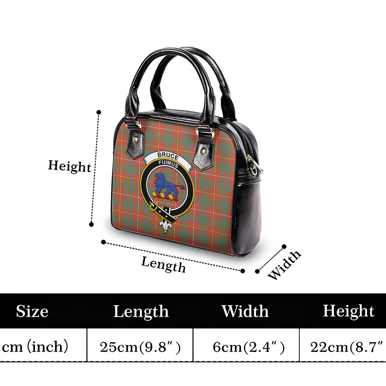 Bruce Ancient Tartan Shoulder Handbags with Family Crest - Tartanvibesclothing