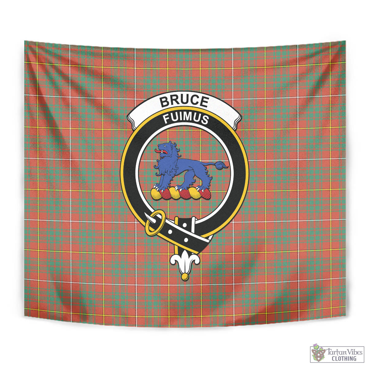 Tartan Vibes Clothing Bruce Ancient Tartan Tapestry Wall Hanging and Home Decor for Room with Family Crest