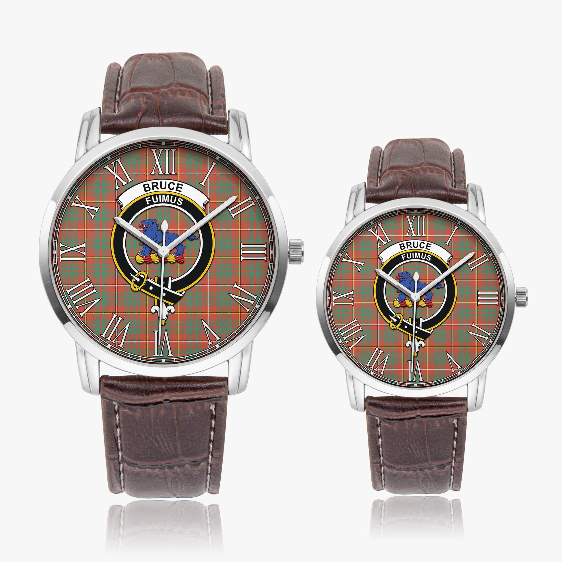 Bruce Ancient Tartan Family Crest Leather Strap Quartz Watch - Tartanvibesclothing