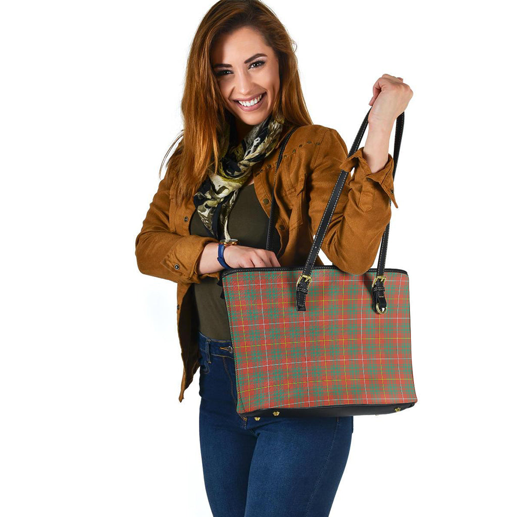 Bruce Ancient Tartan Leather Tote Bag - Tartanvibesclothing