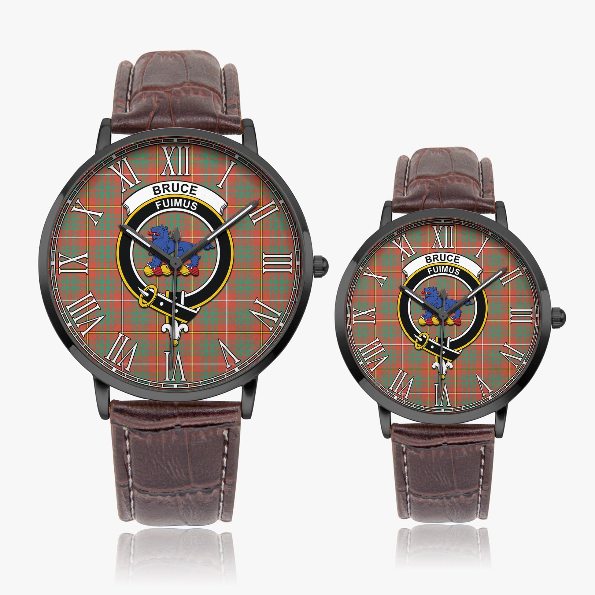 Bruce Ancient Tartan Family Crest Leather Strap Quartz Watch - Tartanvibesclothing