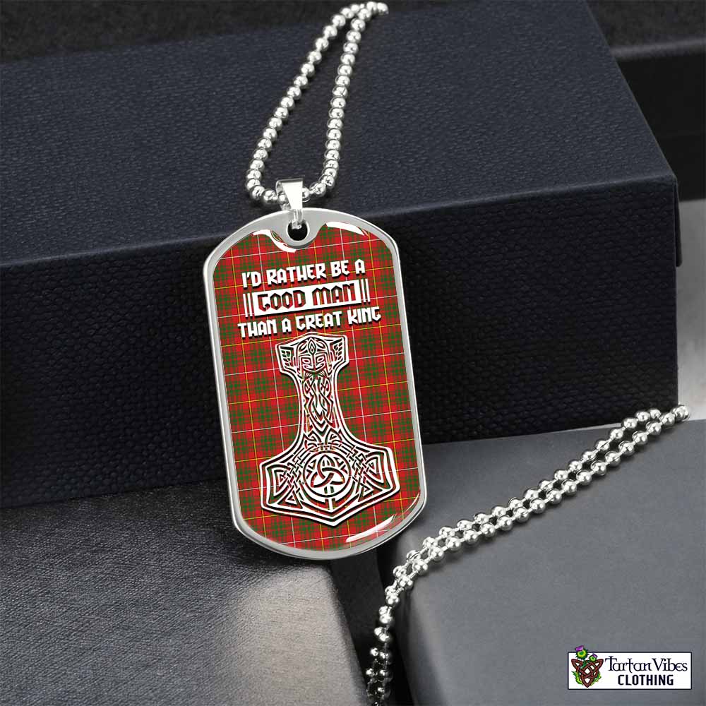 Tartan Vibes Clothing Bruce County Canada Tartan Dog Tag Necklace Viking Mjolnir Style