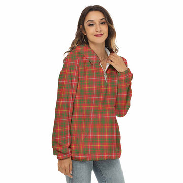 Bruce County Canada Tartan Women's Borg Fleece Hoodie with Half Zip