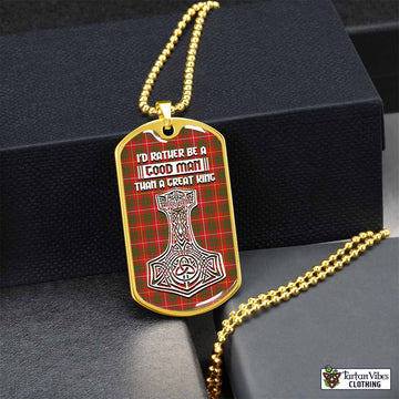 Bruce County Canada Tartan Dog Tag Necklace Viking Mjolnir Style