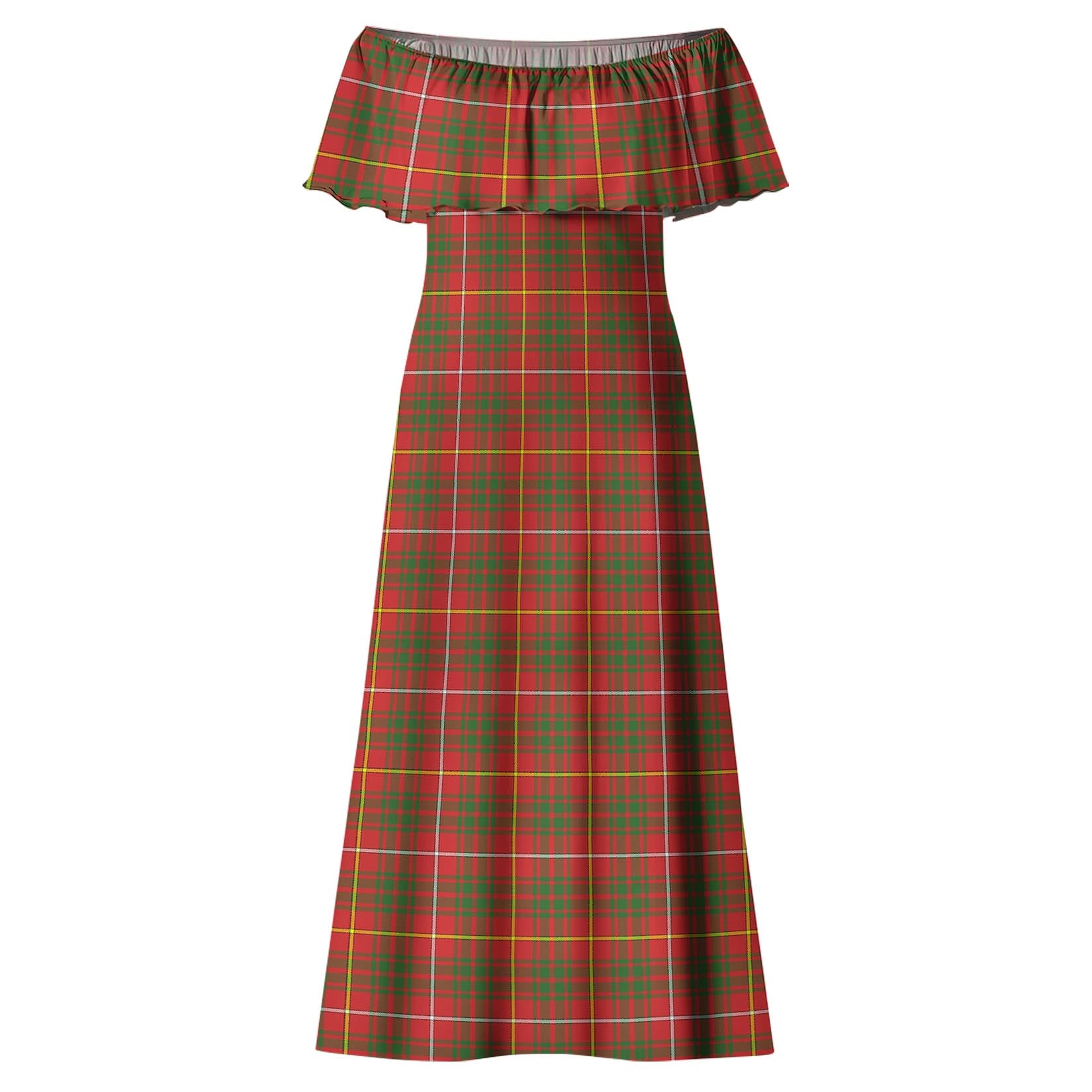 Bruce County Canada Tartan Off Shoulder Long Dress - Tartanvibesclothing