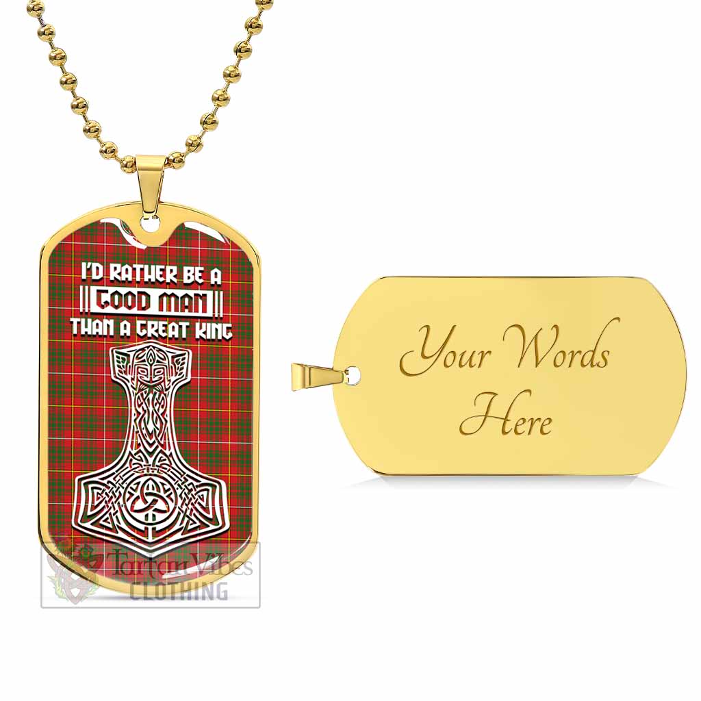 Tartan Vibes Clothing Bruce County Canada Tartan Dog Tag Necklace Viking Mjolnir Style