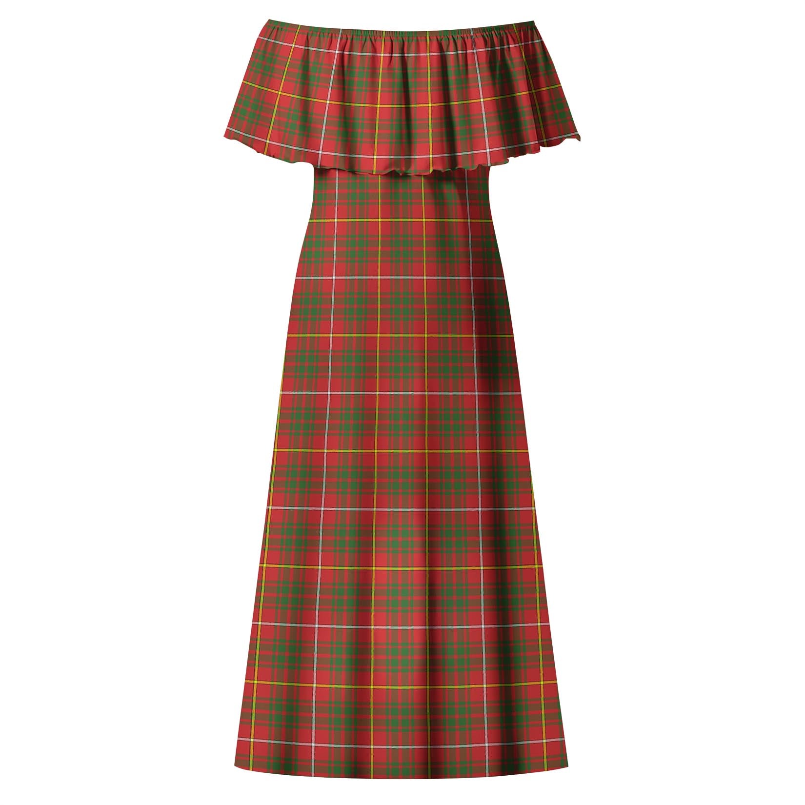 Bruce County Canada Tartan Off Shoulder Long Dress - Tartanvibesclothing