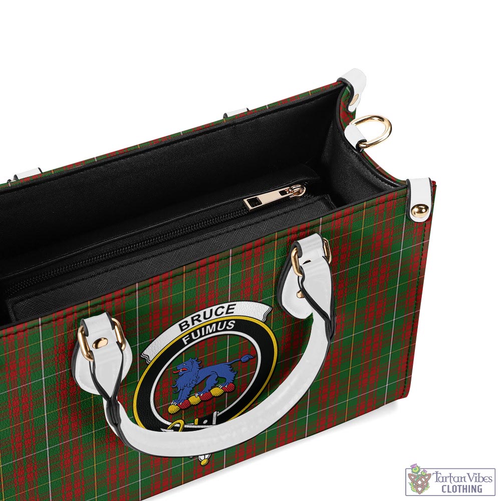 Tartan Vibes Clothing Bruce Hunting Tartan Luxury Leather Handbags with Family Crest